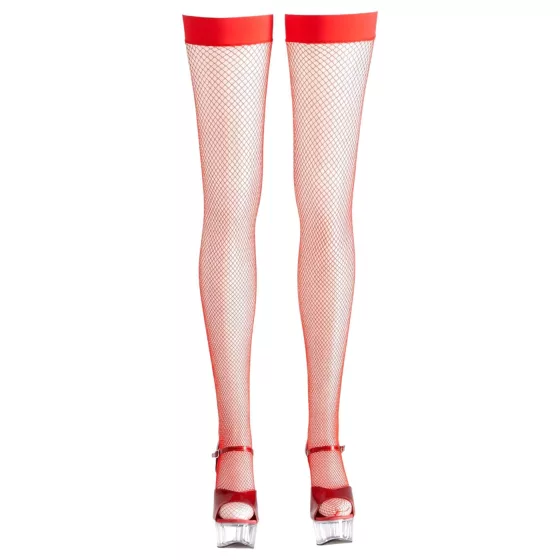 Cottelli - Red Fishnet Thigh-High Stockings - L