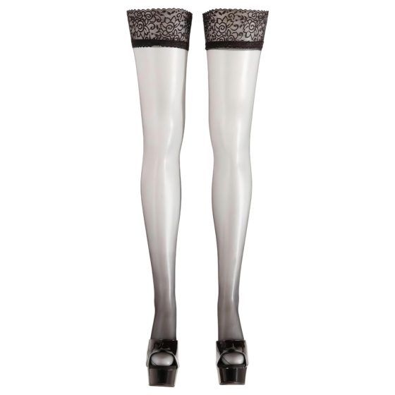 Cottelli - Satin Thigh Highs (Black)  - 5/XL