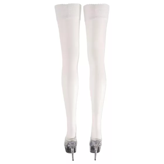 Cottelli - Satin Thigh-Highs (White)