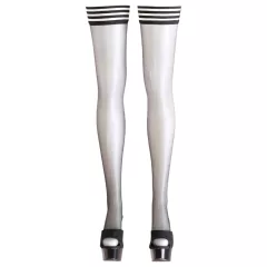 Cottelli - Black Thigh-Highs with Striped Trim
