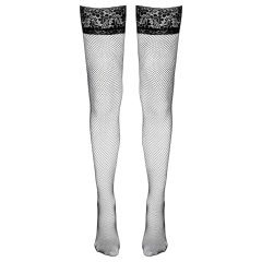 Cottelli - Black Fishnet Thigh-Highs with Wide Lace Trim