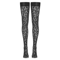Cottelli Legwear - Black Leopard Print Thigh-Highs