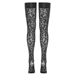 Cottelli Legwear - Black Leopard Print Thigh-Highs