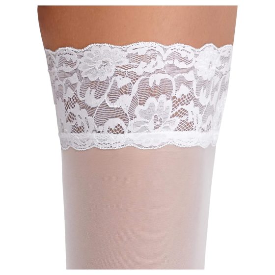 Cottelli - Lacy Floral Thigh-Highs (White)