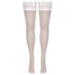 Cottelli - Lacy Floral Thigh-Highs (White)