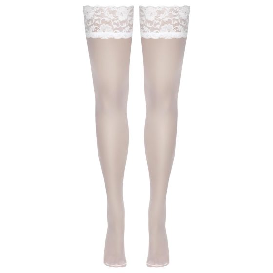 Cottelli - Lacy Floral Thigh-Highs (White)