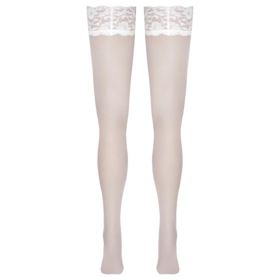 Cottelli - Lacy Floral Thigh-Highs (White)