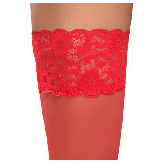 Cottelli - Lace Floral Thigh-Highs (Red) - 4/L