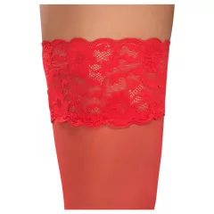 Cottelli - Lace Floral Thigh-Highs (Red) - 5/XL