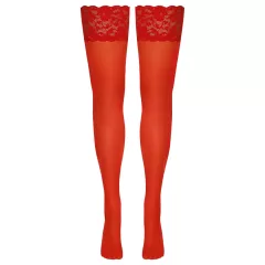 Cottelli - Lace Floral Thigh-Highs (Red) - 5/XL