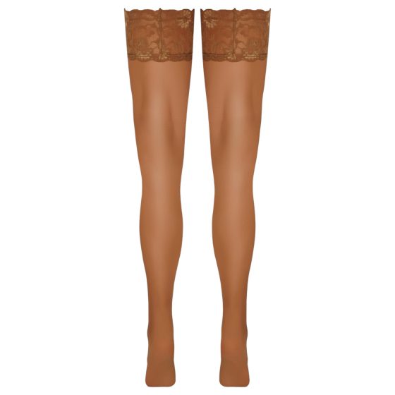 Cottelli - Lace & Floral Thigh-High Stockings (Nude)