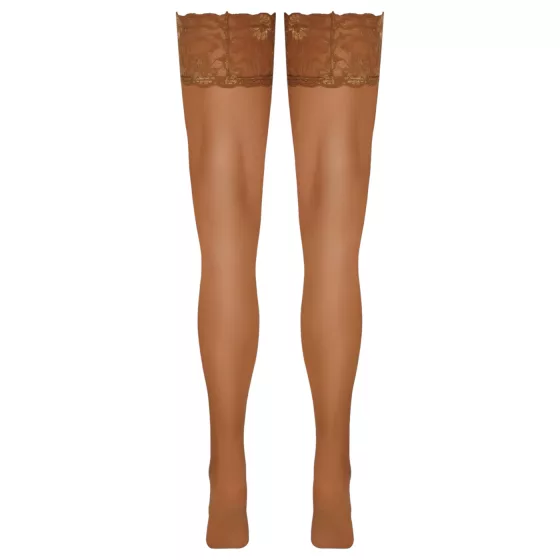 Cottelli - Lace & Floral Thigh-High Stockings (Nude) - 4/L
