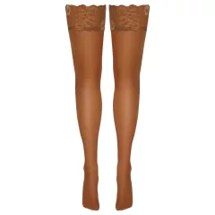 Cottelli - Lace & Floral Thigh-High Stockings (Nude) - 5/XL