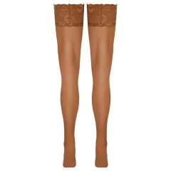 Cottelli - Lace & Floral Thigh-High Stockings (Nude) - 5/XL