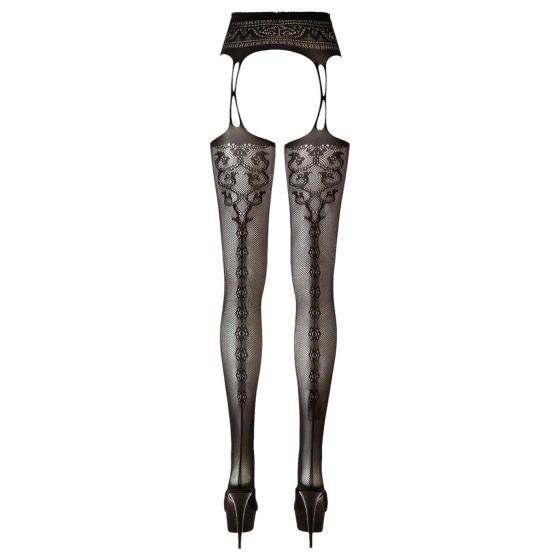 Cottelli - Patterned Fishnet Stockings (Black)