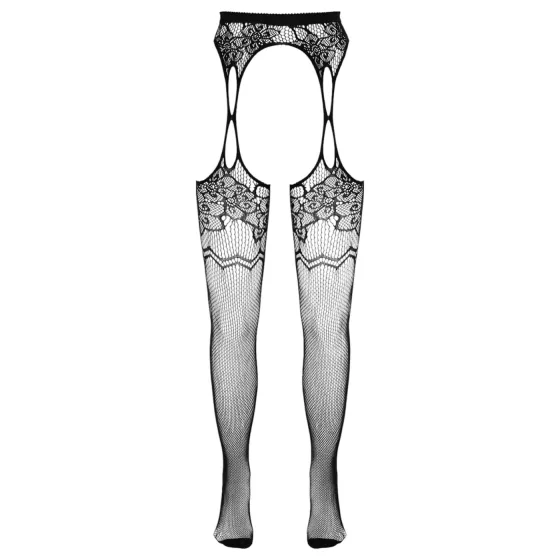 Cottelli - Patterned Fishnet Thigh-High Stockings (Black)