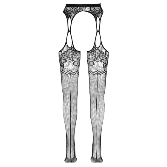 Cottelli - Patterned Fishnet Thigh-High Stockings (Black)