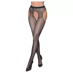 Cottelli Legwear - open, shiny black stockings (S-L)