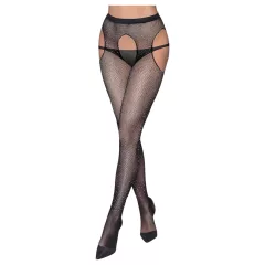 Cottelli Legwear - open, shiny black stockings (S-L)