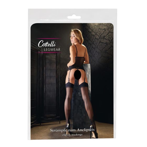 Cottelli - Black Stockings with High Heel Seam and Back Stripe - 4