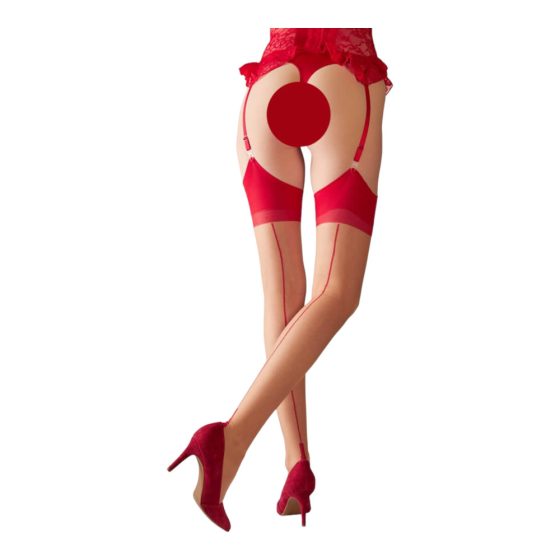 / Cottelli - Back striped tights with high heel stitching (natural red)