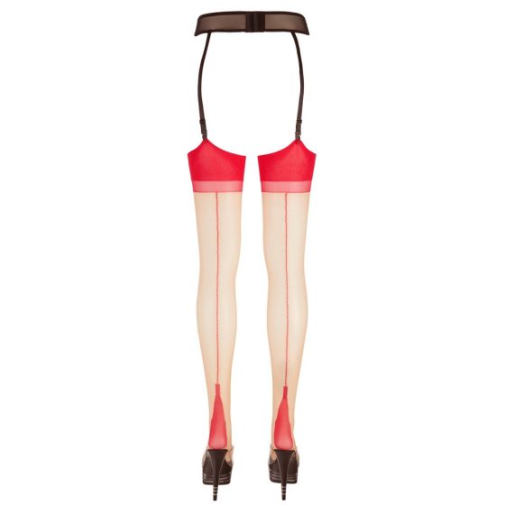 / Cottelli - Back striped tights with high heel stitching (natural red)