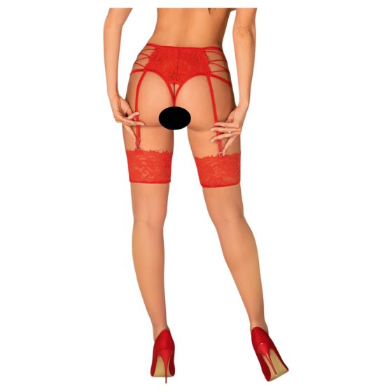 Obsessive - Lace Stockings (Red-Natural)
