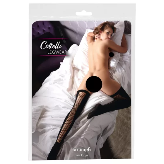 Cottelli - thigh-high self-supporting fishnet stockings (black) - S/M