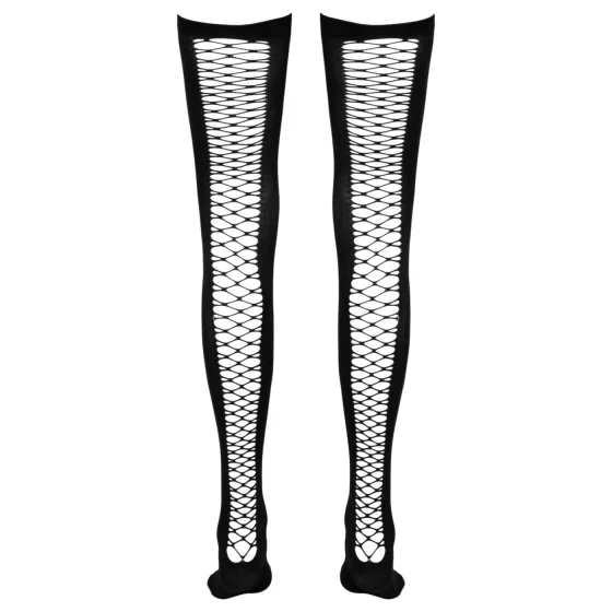 Cottelli - thigh-high self-supporting fishnet stockings (black) - S/M