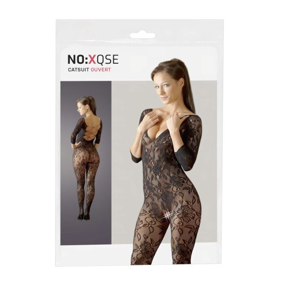 NO:XQSE - Floral Catsuit - Black (S-L)