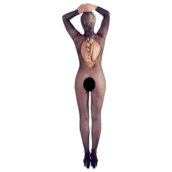 Mandy Mystery - Full-Body Fishnet Catsuit with Mask - Black (S-L)