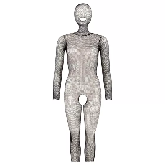 Mandy Mystery - Full-Body Fishnet Catsuit with Mask - Black (S-L)