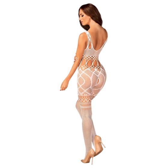 Obsessive G330 - sheer, patterned bodystocking (white)