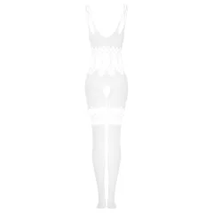 Obsessive G330 - Sheer Patterned Jumpsuit (White) - XL/2XL