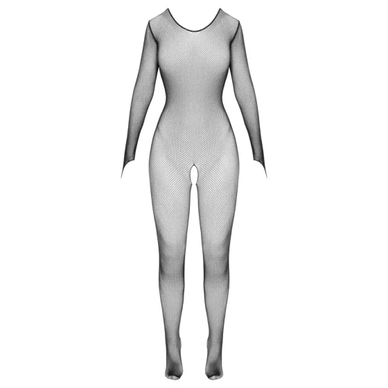 Cottelli Fantasy - long-sleeved open black fishnet bodystocking (S-L)