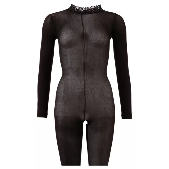 Cottelli - open-crotch transparent bodystocking (black) - S/M