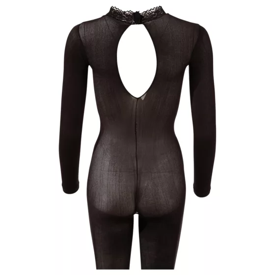 Cottelli - open-crotch transparent bodystocking (black) - S/M