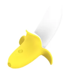   Lonely - rechargeable, waterproof, banana vibrator (yellow-white)