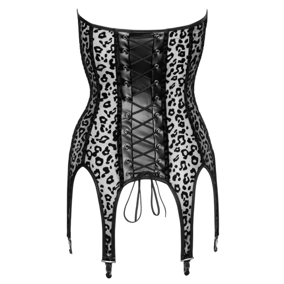 Noir - Black Leopard Print Garter Top