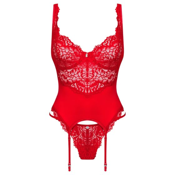 Obsessive Amor Cherris - lace set with garter belt (red)