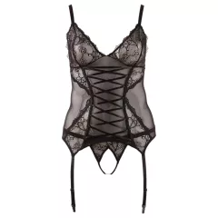   Cottelli - Black Lace Women's Top with Ribbon Detailing - XXXXL