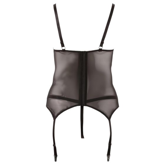 Cottelli - Black Lace Women's Top with Ribbon Detailing - XXXXL