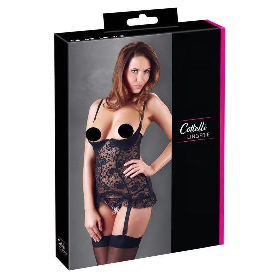 / Cottelli - Lace Ruffle Garter Top (Black)
