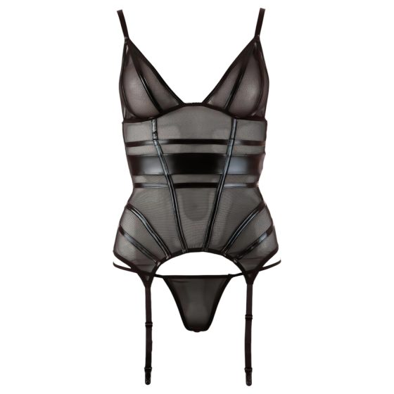 Cottelli - Sleek Striped Sheer Top (Black) - M