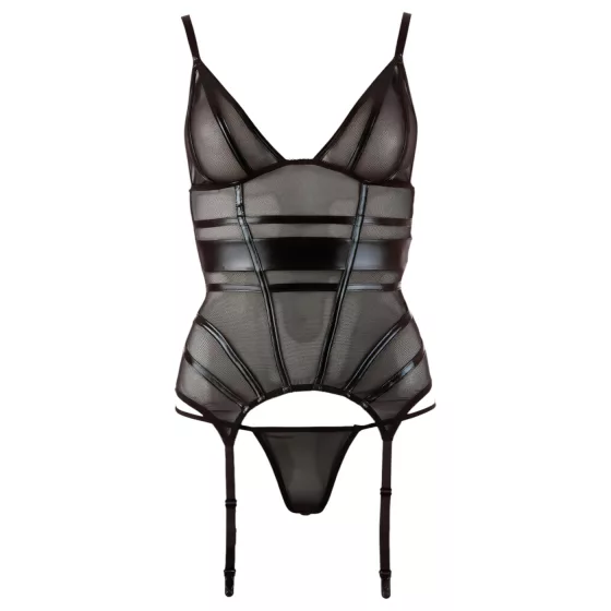 Cottelli - Sleek Striped Sheer Top (Black) - XL