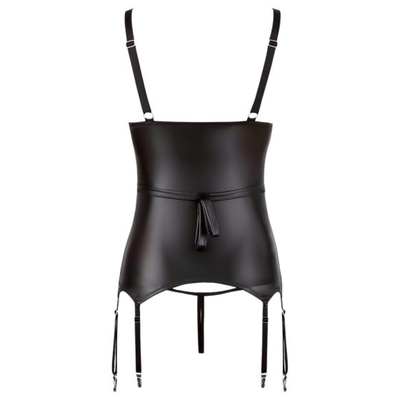 Cottelli Bondage - Glossy Lift-Up Top with Cuffs (Black) - M