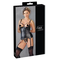 Cottelli Bondage - Glossy Lift-Up Top with Cuffs (Black) - L