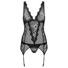   Obsessive Emperita - Delicate Embroidered Top & Thong Set (Black)
