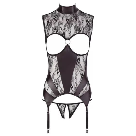 Abierta Fina - Sparkling Lace Open Top (Black) - L