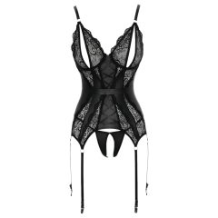 Cottelli - Lace Open Top & Thong Set (Black)